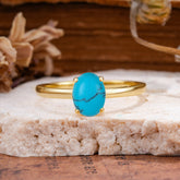 Minimalist Oval Cut 1.5 Carat Turquoise Solitaire Engagement Ring