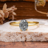 Minimalist Oval Cut 1.5 Carat Black Rutilated Quartz Solitaire Engagement Ring