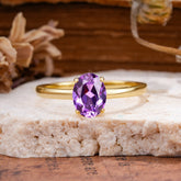 Minimalist Oval Cut 1.5 Carat Amethyst Solitaire Engagement Ring