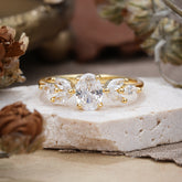 1 Carat Oval Cut 4 Prong Classic Moissanite Nature Inspired Engagement Ring