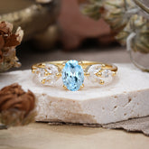 1 Carat Oval Cut 4 Prong Classic Aquamarine Nature Inspired Engagement Ring