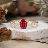 1 Carat Oval Cut 4 Prong Classic Ruby Nature Inspired Engagement Ring