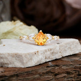 Pear Shaped Citrine Engagement Ring Nature Inspired Promise Ring