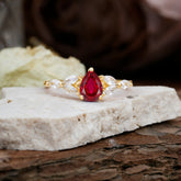 Pear Shaped Ruby Engagement Ring Nature Inspired Promise Ring