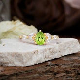 Pear Shaped Peridot Engagement Ring Nature Inspired Promise Ring