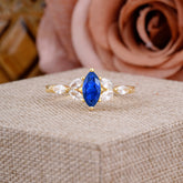 Classic Marquise Cut Sapphire Engagement Ring Sider with 3-stone