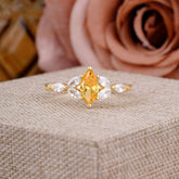 Classic Marquise Cut Citrine Engagement Ring Sider with 3-stone