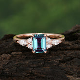 1 Carat Emerald Cut Alexandrite Classic Side Stone Engagement Ring