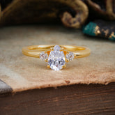 Classic Pear Cut Three Stone Lab Diamond Promise Ring Four Claw Prong Setting