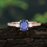1 Carat Oval Cut Three Stone Tanzanite Promise Ring Classic Wedding Ring