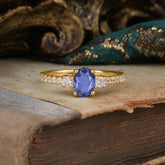 1 Carat Oval Cut Three Stone Tanzanite Promise Ring Classic Wedding Ring