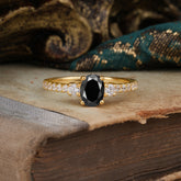 1 Carat Oval Cut 4 Prong Three Stone Black Onyx Promise Ring Classic Wedding Ring