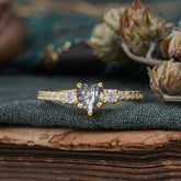 3 Prong Heart Shaped Black Rutilated Quartz Promise Ring Unique Three Stone Engagement Ring