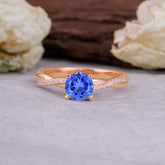 Classic Round Cut Sapphire Engagement Ring with Twisted Band
