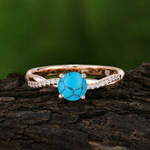 Classic Round Cut Turquoise Engagement Ring with Twisted Band