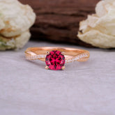 Classic Round Cut Ruby Engagement Ring with Twisted Band