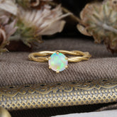 Round Cut Opal Timeless Solitaire Engagement Ring with Twisted Band