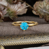 Round Cut Turquoise Timeless Solitaire Engagement Ring with Twisted Band