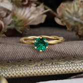 Round Cut Emerald Timeless Solitaire Engagement Ring with Twisted Band