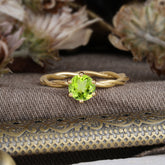 Round Cut Peridot Timeless Solitaire Engagement Ring with Twisted Band