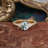 1.5 Carat Oval Cut Moss Agate Engagement Ring Anniversary Gift