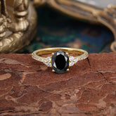 1.5 Carat Oval Cut Black Onyx Engagement Ring Anniversary Gift