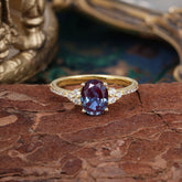 1.5 Carat Classic Vintage 4-Prong Oval Cut Alexandrite Engagement Ring Anniversary Gift