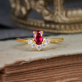 Oval Cut Unique Bottom Cluster Ruby Anniversary Ring for Women