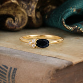Black Onyx Oval Cut Ring with Side Stone Bold Promise Style