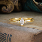 Unique Marquise Cut Moissanite Stacking Wedding Band