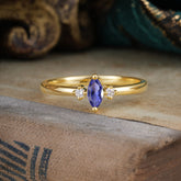 Unique Marquise Cut Tanzanite Stacking Wedding Band