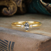 Unique Marquise Cut Black Rutilated Quartz Stacking Wedding Band