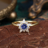 Natural Tanzanite Engagement Ring | Floral Tanzanite Cluster Setting