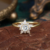 Lab Grown Lab Diamond Engagement Ring | Floral Lab Diamond Cluster Setting