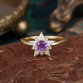Natural Amethyst Engagement Ring | Floral Amethyst Cluster Setting