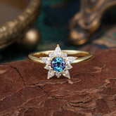 Lab Grown Alexandrite Engagement Ring | Floral Alexandrite Cluster Setting