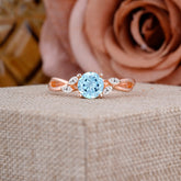 1 Carat Round Aquamarine Ring Nature Inspired Promise Ring