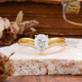 1.25 Carat Pear Cut Moissanite Ring Split Shank Engagement Ring