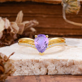 1.25 Carat Pear Cut Amethyst Ring Split Shank Engagement Ring