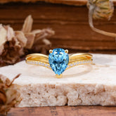 1.25 Carat Pear Cut Aquamarine Ring Split Shank Engagement Ring