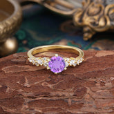 Luxury 6-Prong Round Cut Amethyst Ring