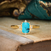 4 Prong Emerald Cut 1 Carat Vintage Turquoise Engagement Ring