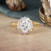 1.5 Carat Classic Halo Lab Grown Moissanite Ring Oval Shaped Engagement Ring