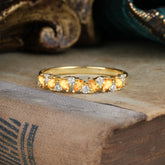 Pear Cut Classic Citrine Half Eternity Wedding Band Anniversary Ring