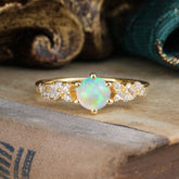 0.8 Carat Round Cut Opal Classic Engagement Wedding Ring