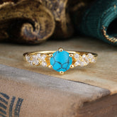 0.8 Carat 6 Prong Round Cut Turquoise Classic Engagement Wedding Ring