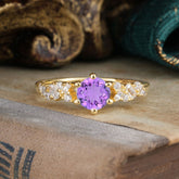 0.8 Carat 6 Prong Round Cut Amethyst Classic Engagement Wedding Ring