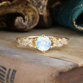 0.8 Carat 6 Prong Round Cut Moonstone Classic Engagement Wedding Ring