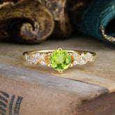 0.8 Carat Round Cut Peridot Classic Engagement Wedding Ring