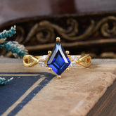 Nature Inspired Leaf Twisted Infinity Ring Kite Cut 2 Carat 6-Prong Sapphire Bridal Ring